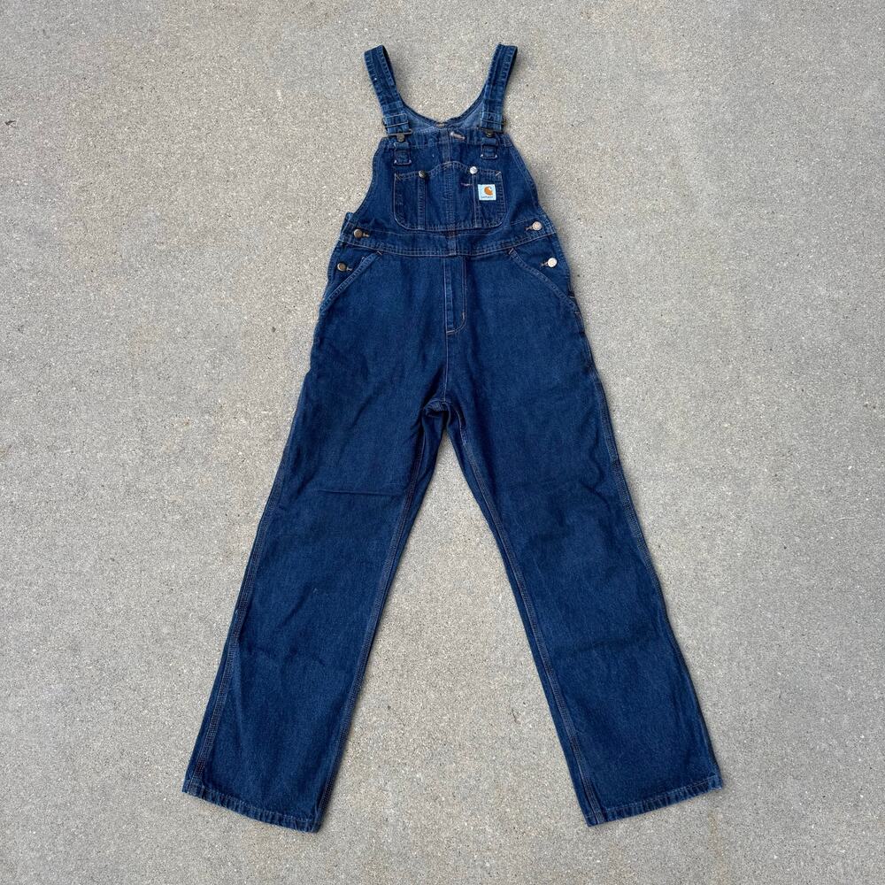 Carhartt 6x32 Womens Washed Denim Blue Jean Bib Overalls WR007 HDK